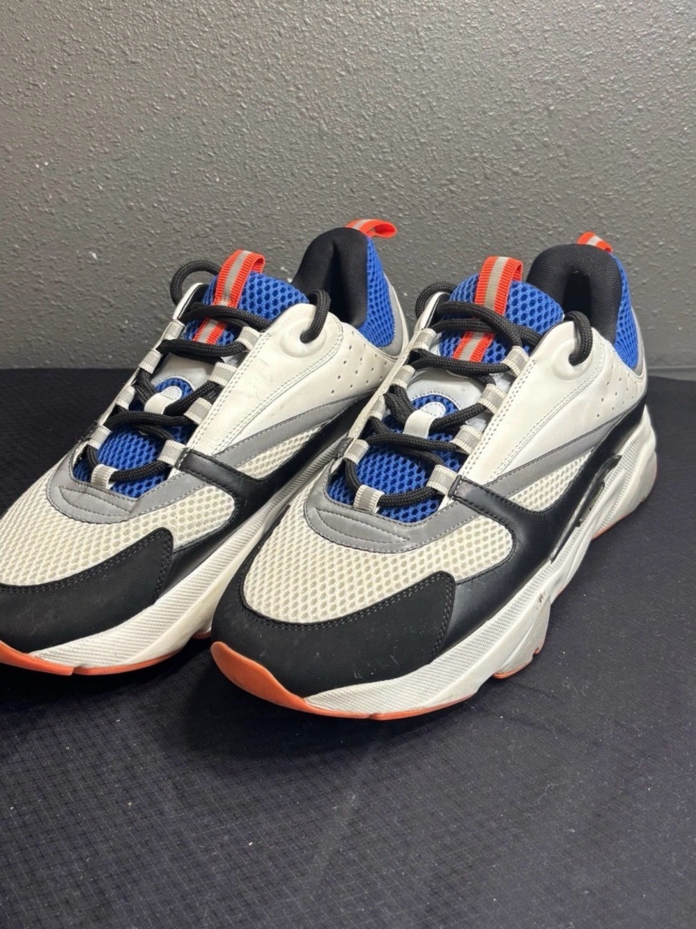Dior B22 White Orange Blue Mens Reflective Sneakers - Size 45